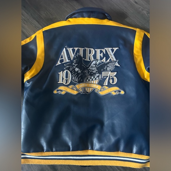 AVIREX 1975 New York leather bomber button down jacket youth large - super rare - Picture 4 of 13